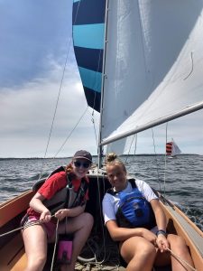 tending the spinnaker sheets of the bullseye